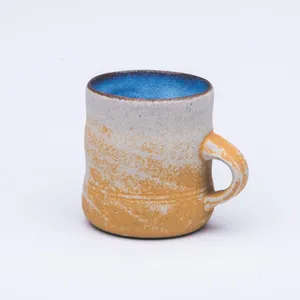 Yellow and White Mug, Stoneware Cone 10
