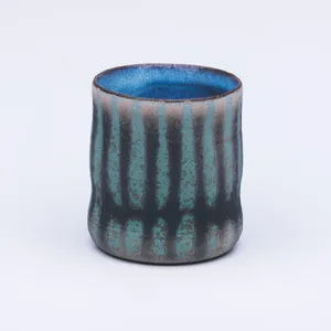 Green Striped Cup, Stoneware Cone 10