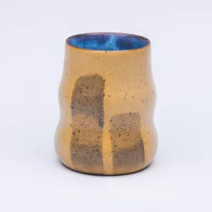 Yellow Gourd Cup, Stoneware Cone 10