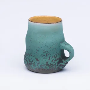 Green Gourd Mug, Stoneware Cone 10