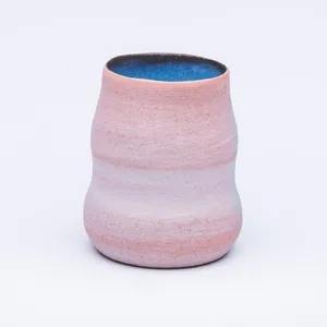 Pink Gourd Cup, White Slip, Stoneware Cone 10