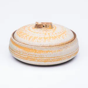 Yellow Sprouting Pot, Stoneware Cone 10